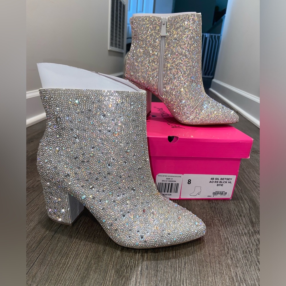 Brand New Betsy Johnson by Torrid Rhinestone Heeled Boot